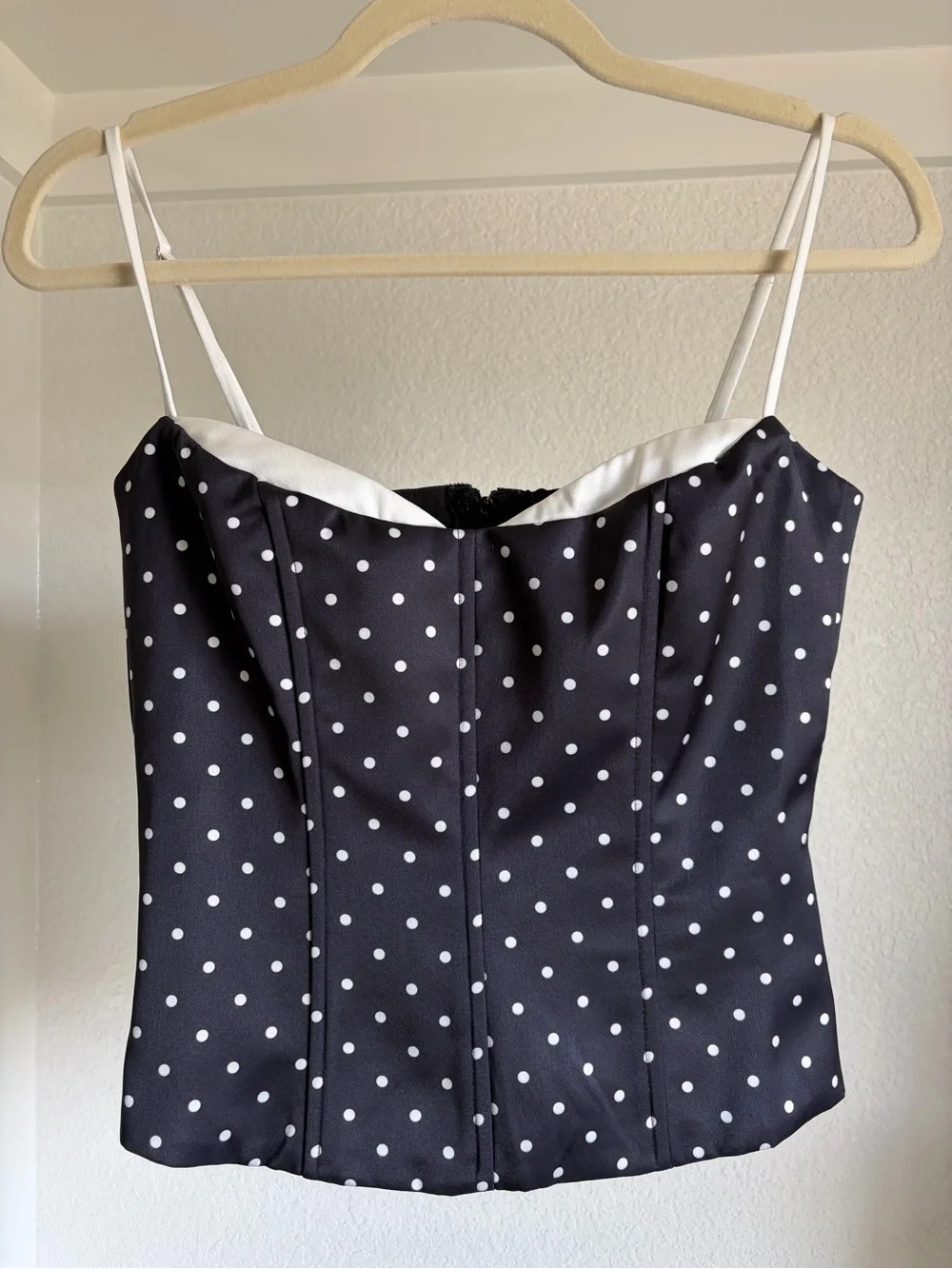 🍒Princess Polly Somani Layered Corset Top Black Polka Dot - Size US 4